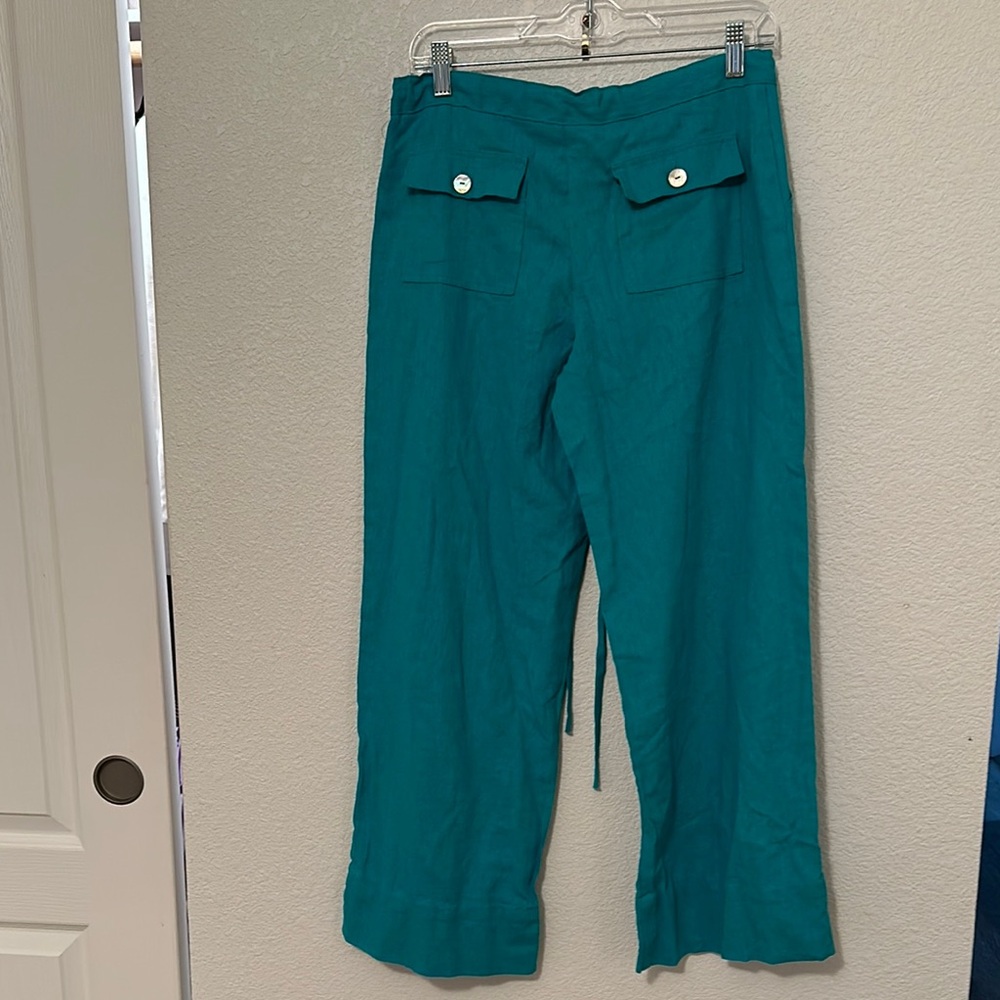 Green Wide Leg Cropped Pants Relaxed Fit - Picture 5 of 5